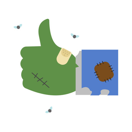 zombie thumb up press like for halloween cartoon object on white background, vector illustrationのイラスト素材
