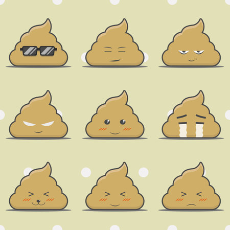 various styles of stool, feces or poop cartoon object, vector illustratorのイラスト素材