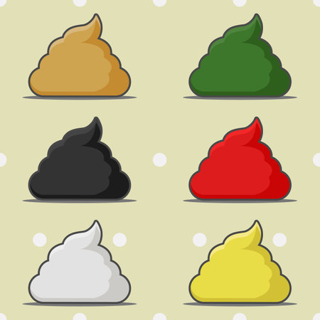six colors of stool, feces or poop object, vector illustrator on brown background, vector illustrationのイラスト素材