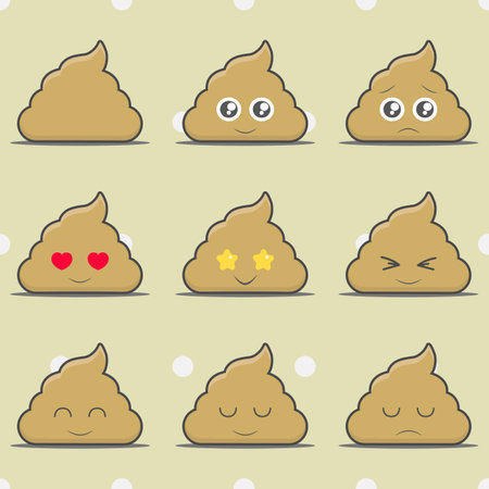 various styles of stool, feces or poop cartoon object, vector illustrationのイラスト素材