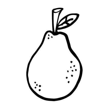 black and white pear fruit object, vector doodle artのイラスト素材