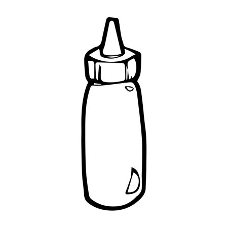 black and white ketchup, mustard or chilli sauce object, vector doodle artのイラスト素材