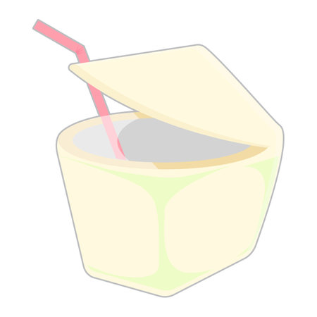 coconut juice cartoon object on white background, vector illustrationのイラスト素材
