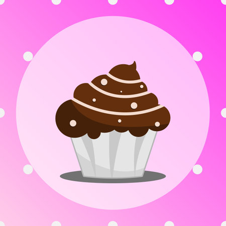 chocolate cupcake cartoon object, vector iluustratorのイラスト素材