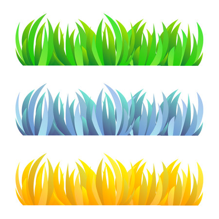 three seamless gradient green bush object vector illustrationのイラスト素材