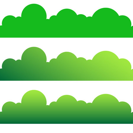 three seamless gradient green bush object vector illustrationのイラスト素材