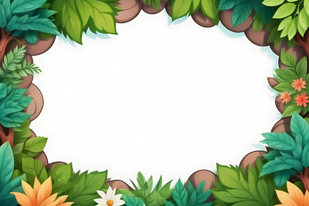 cute Frames, borders, card or postcard of nature, plant, tree, forest, nature for anniversary, celebration, decorationsの素材