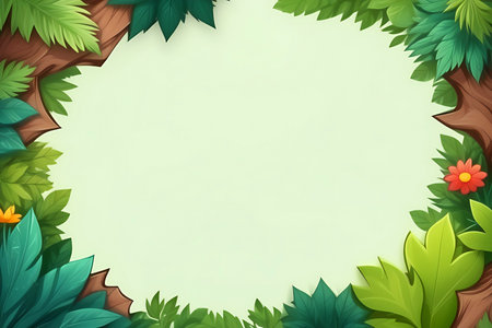 cute Frames, borders, card or postcard of nature, plant, tree, forest, nature for anniversary, celebration, decorations, notesの素材