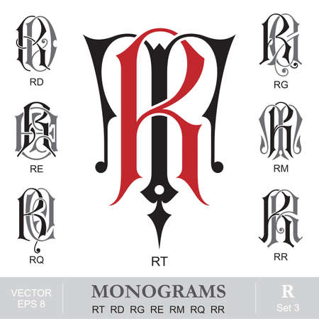 Vintage Monograms RT RD RG RE RM RQ RRのイラスト素材
