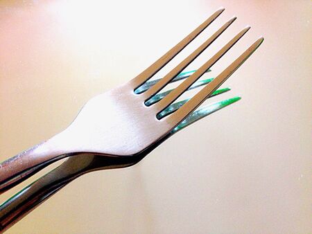View of fork reflected in mirrorの素材