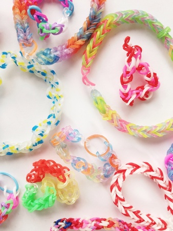 View of colorful elastic bands weavedの素材