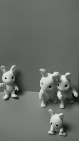 View of bunnies family in monochromatic toneの素材