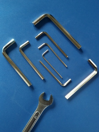 View of isolated hex keys and span in geometric dispositionの素材