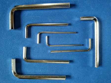 Close view of isolated hex key toolsの素材