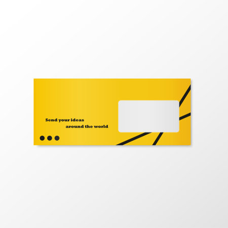 Realistic letter envelope mockup. Facial side. Corporate style in yellow and black colors.のイラスト素材