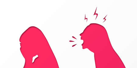 The girl yells at the girl. Scream and cry. Relationship problem. Conflicts. Understand the opinion. Treason. Broken love. The concept of a quarrel between loved ones. Family discord. Family problemsの写真素材