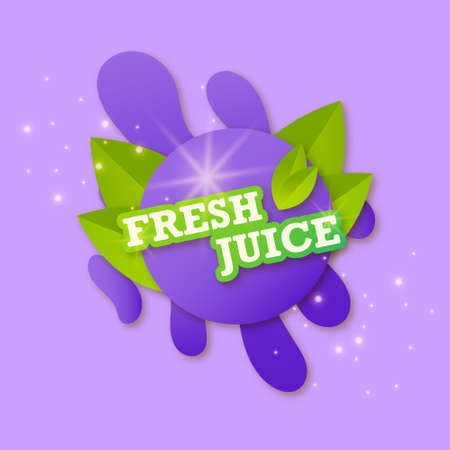 Juice fresh fruit label icon. Blueberry blot concept. Vector illustration. Design sticker.のイラスト素材