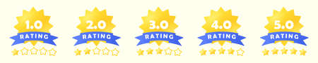 Quality rating stars set. Five out of 5 stars. An emblem for a website or application for feedback....