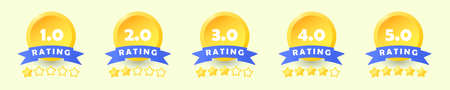 A set of rating emblems for a site or application. Quality rating icon. Feedback system. Five Stars. Infographics. Vector illustration.のイラスト素材
