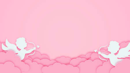 Happy valentines day greeting background in papercut style. Horizontal poster, greeting card flyer....