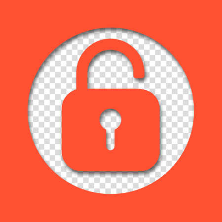 open lock. Unlock icon for website. Paper cut style padlock icon with shadow on transparent background. security concept. vector illustration.のイラスト素材