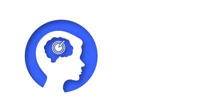 White banner with a boy's head. Stroke, ischemia, Alzheimer's, aneurysm, tumor and atherosclerosis. Place for your text. opy space. Medical concept of diseases of the brain. vector illustration.のイラスト素材