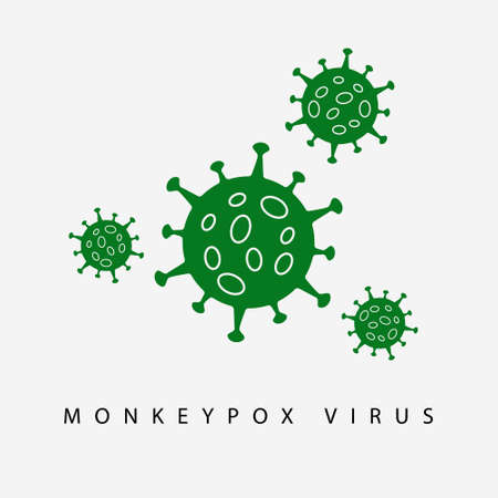 Virus icon sign monkeypox in green color. Pox virus concept. Vectorclipart illustration
