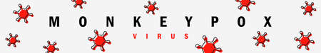 Banner with vector illustration of the red virus. The concept of the spread of monkeypox disease....