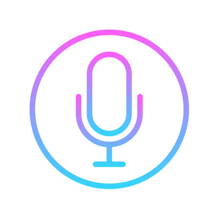 Colorful vector clipart illustration micro. The sign is a microphone icon in a circle on a white isolated background.のイラスト素材