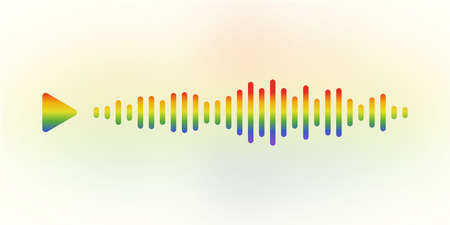 Audio voice colorful message wave with play button in messeger. The concept of people communicating...