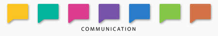Speech bubbles are different color on a white background with text communication. Multicolored icons or symbols with a shadow on a white background. The concept of communication. A set of icons or checkboxes for text or an image. vector illustration.のイラスト素材
