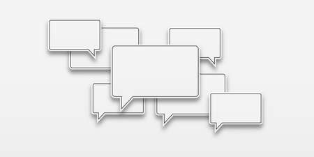 Vector white sticker set with speech bubbles with a stroke. Empty blank speech bubbles on white...