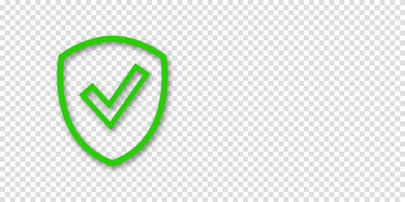 Banner shield check mark icon. Place for your text. Cope space. vector illustration. transparent backgroundのイラスト素材