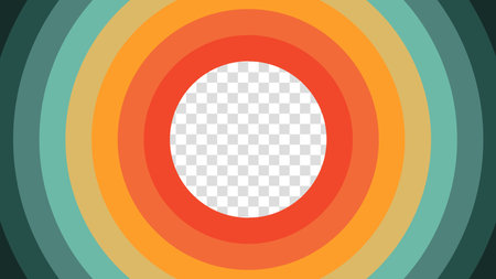 Abstract 1970's 1980's 1960's background with circles element and retro colors. Design in futuristic retro style with transparent circle. Vector funky illustration.のイラスト素材