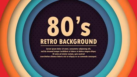 Abstract geometric 1980's perforation background with retro colors and circles element. Funky design...