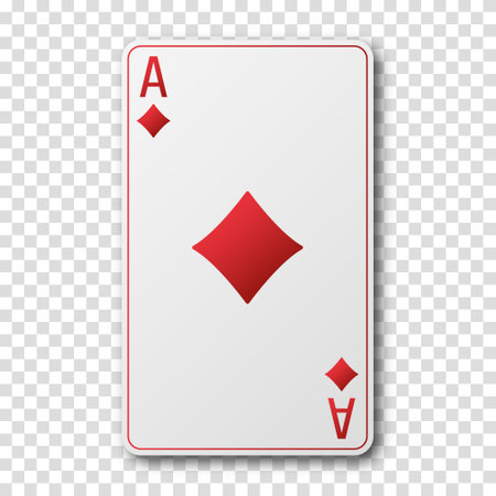 Realistic playing card for poker or blackjack. Ace of diamonds suit on a transparent background. vector illustration.のイラスト素材
