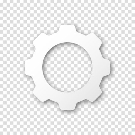 Gear icon, flat design. Machine sprocket gear icon. Realistic vector cogwheel sign symbol on a transparent background.のイラスト素材