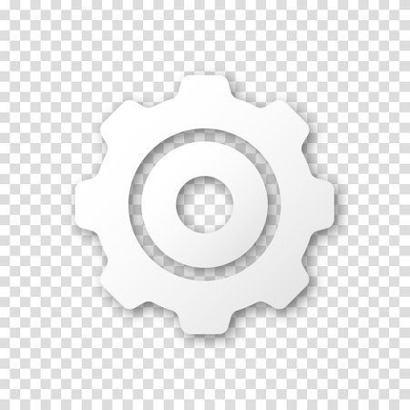 Gear icon, flat design. Machine sprocket gear icon. Realistic vector cogwheel sign symbol on a transparent background.のイラスト素材