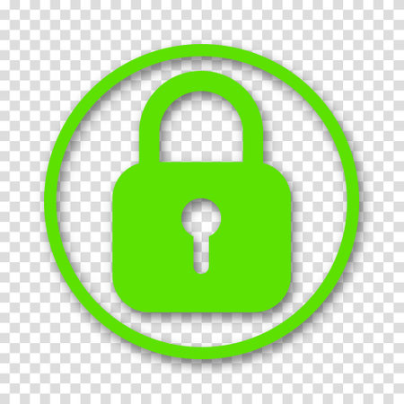 Green lock padlock sign icon. Vector clipart illustration on a transparent background.のイラスト素材