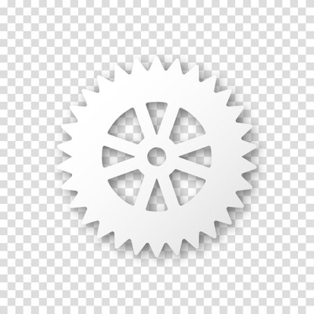 Gear icon, flat design. Machine sprocket gear icon. Realistic vector cogwheel sign symbol on a transparent background.のイラスト素材