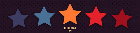 Retro 5 star icon. Customer feedback concept. Vector 5 token points stars rating review. Quality shape design. Vector five stars.のイラスト素材
