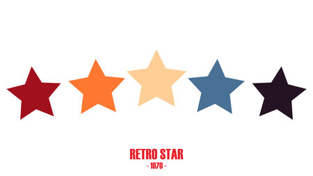 Retro 5 star icon. Customer feedback concept. Vector 5 token points stars rating review. Quality shape design. Vector five stars.のイラスト素材