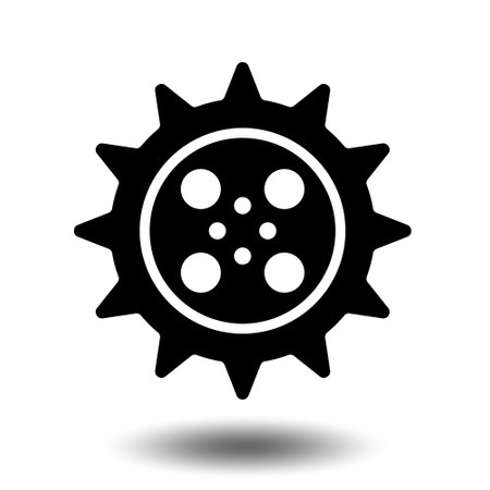Black gear icon. Machine sprocket gear icon. flat design. Vector cogwheel sign symbol on a white background.のイラスト素材