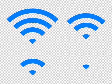 Set of vector Wi-Fi icon for communication, telecommunication. Communication wireless signal level wifi. Clipart illustration. Mobile bar status.のイラスト素材