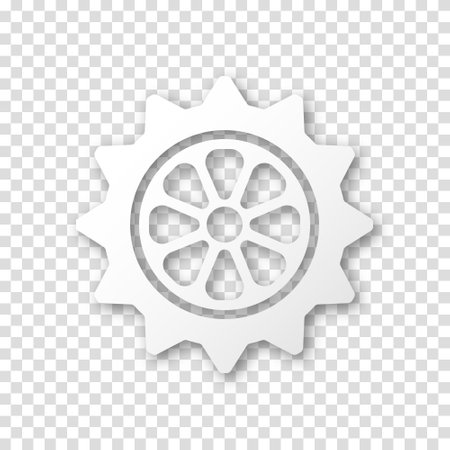 Gear icon, flat design. Machine sprocket gear icon. Realistic vector cogwheel sign symbol on a transparent background.のイラスト素材