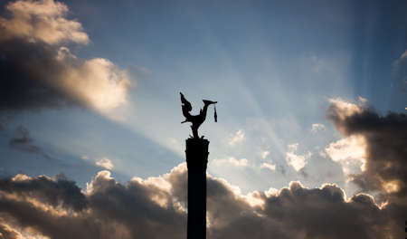 Sunlight behind statuaryの写真素材