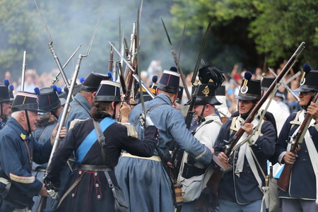 Battle reenactment of San Martino and Solferino on 1859のeditorial素材