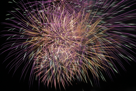 fireworks over the lakeの写真素材