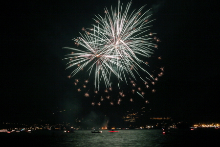 fireworks over the lakeの写真素材