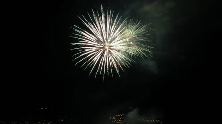 fireworks over the lakeの写真素材